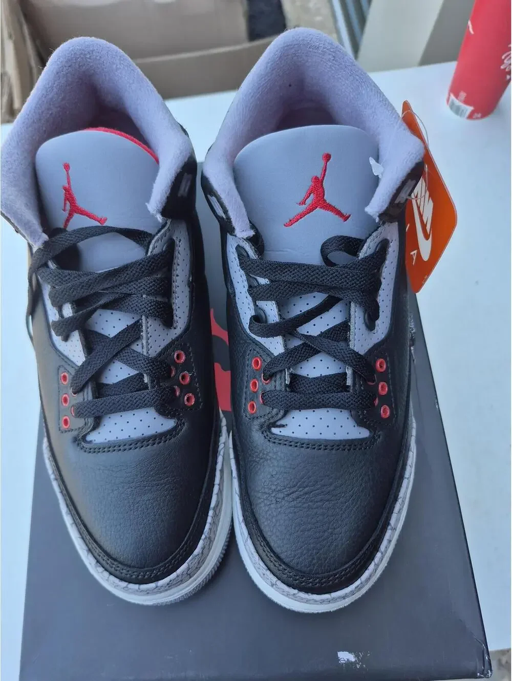 Nike Air Jordan 3 Retro Black Cement Sneakers Size 7Y